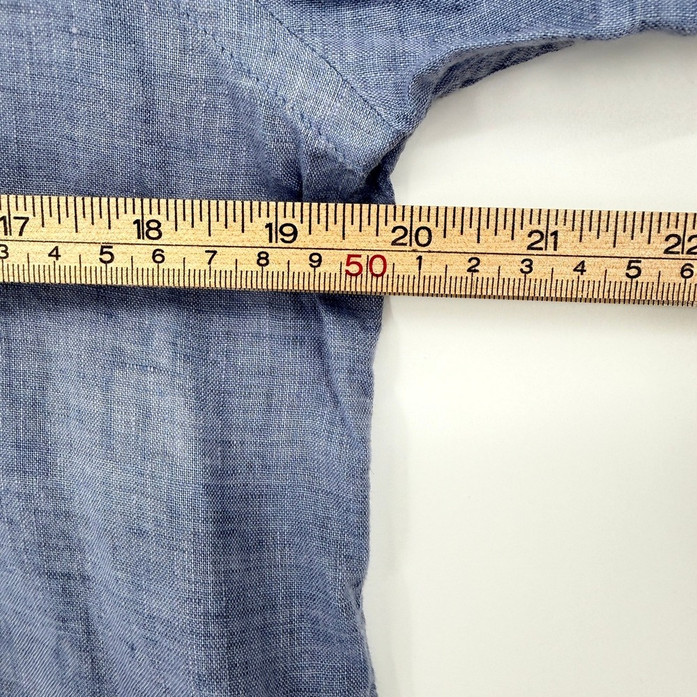 Reiss Lianna Linen Colorblock Button Down Shirt Blue Long Sleeve Lightweight 2 - Picture 13 of 16